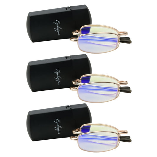 3 Pack Blue Light Filter Reading Glasses with Folding Arms CG15080eyekeeper.com