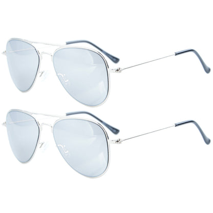 Pilot Sunglasses Silver Silver Mirror S15017