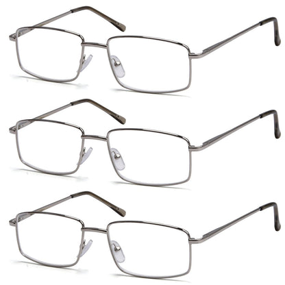 Classic Rectangle Reading Glasses Silver Men R15023