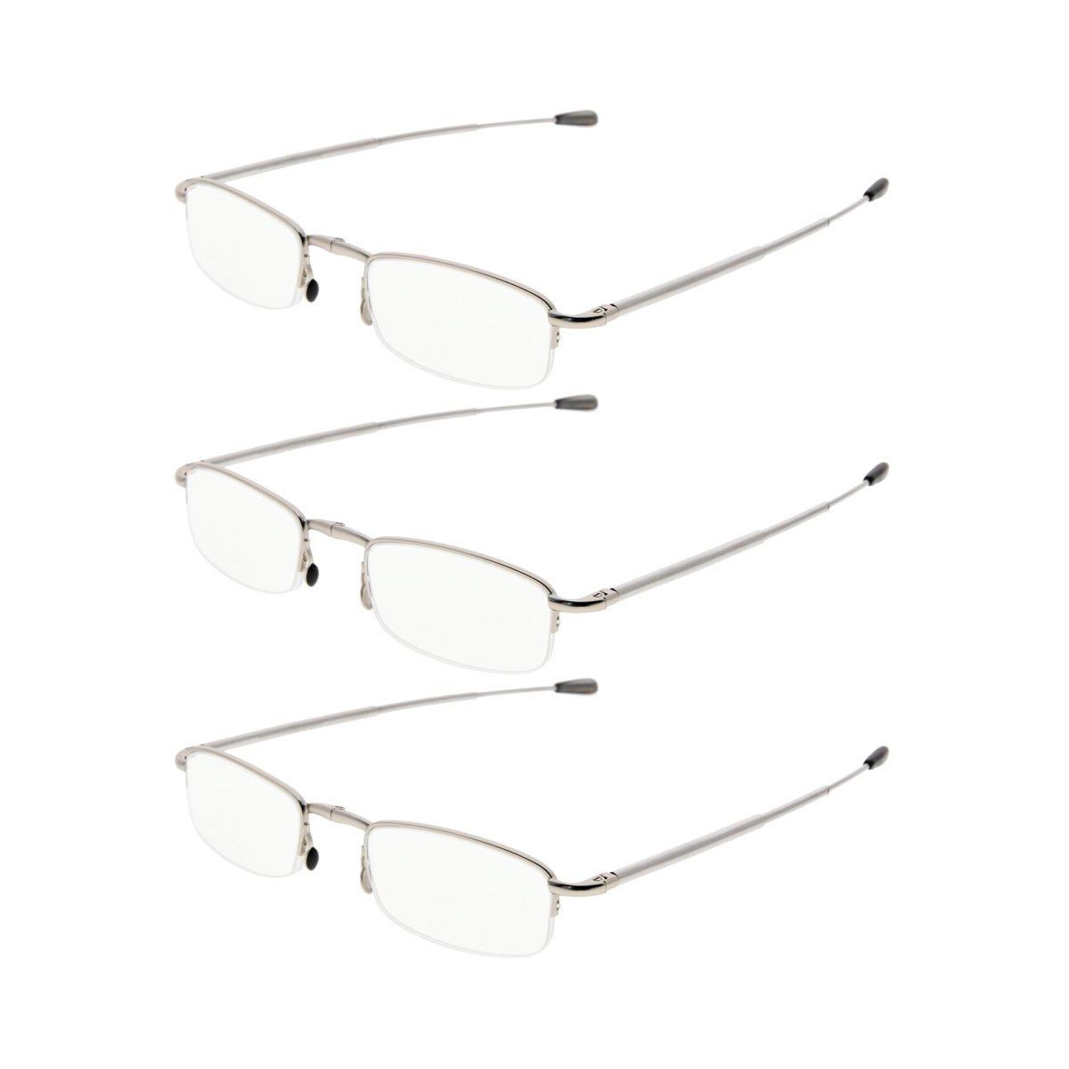 Half-rim Folding Readers with Fold-up Telescopic Arms Silver R1710