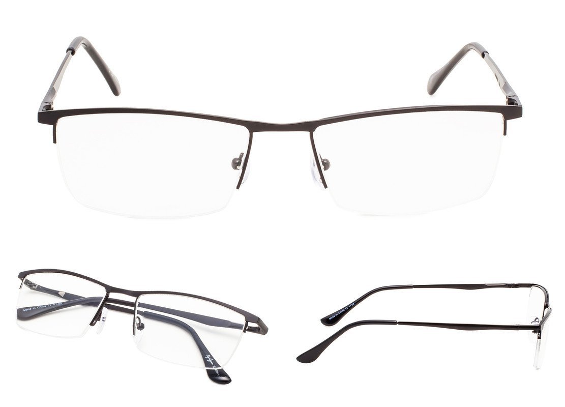 Half-Rim Metal Reading Glasses Black 3-R161