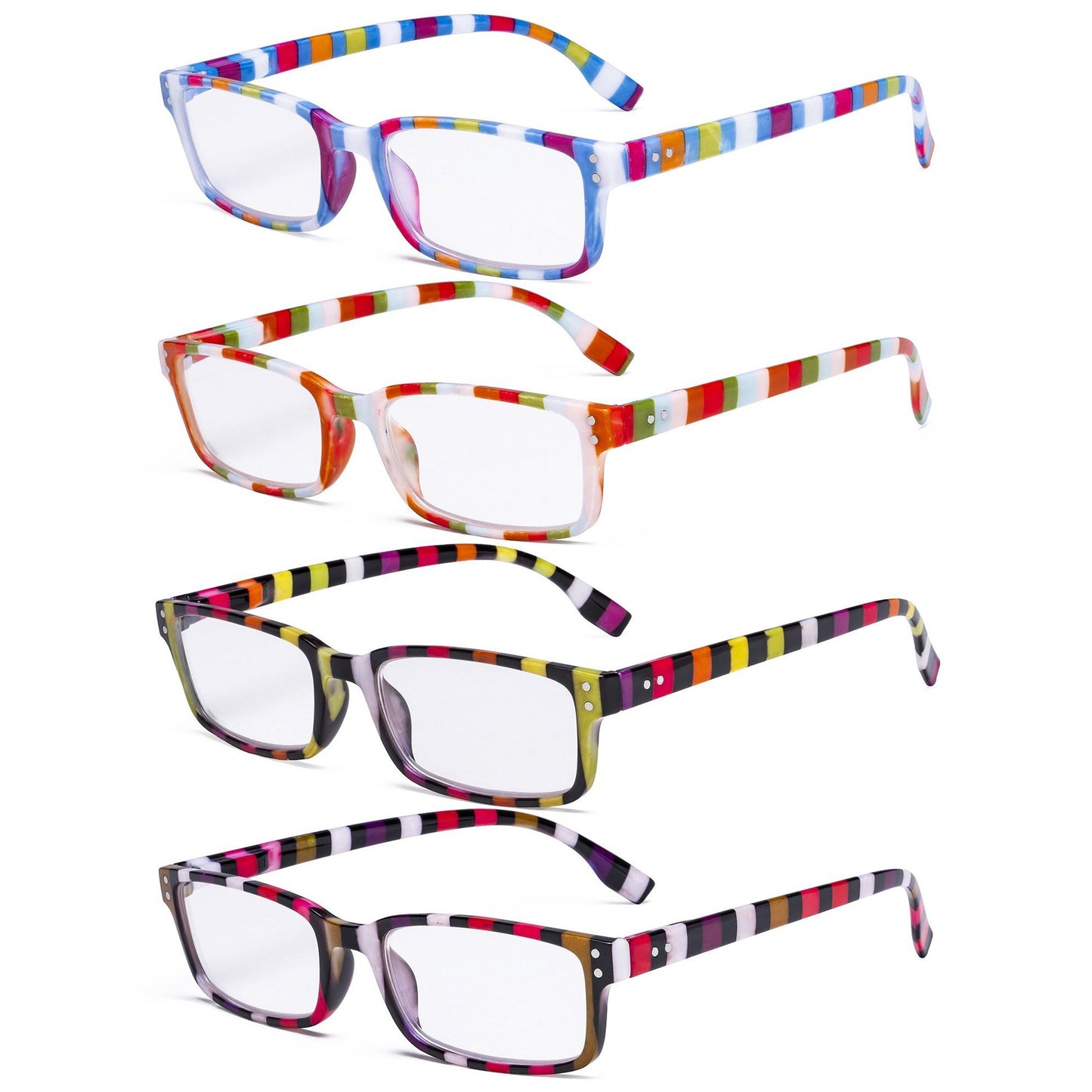 4 Pack Colorful Stripe Design Reading Glasses Women R097S