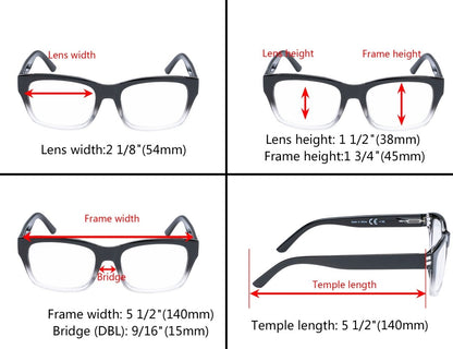 5 Pack Rectangle Reading Glasses Include Sunshine Readers R045eyekeeper.com