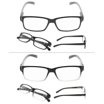 6 Pack Reading Glasses Quality Spring Hinges Readers Transparent Black 3-R032