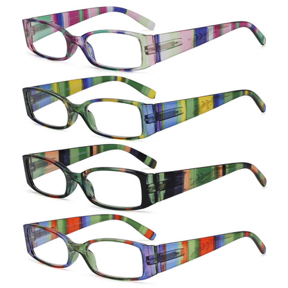 4 Pack Stripe Pattern Stylish Reading Glasses R040S